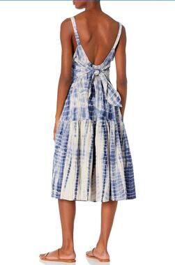 Angie Dress Midi Tie Dye Bow Tie Back Tank Top Tiered Boho Summer Ring Coastal